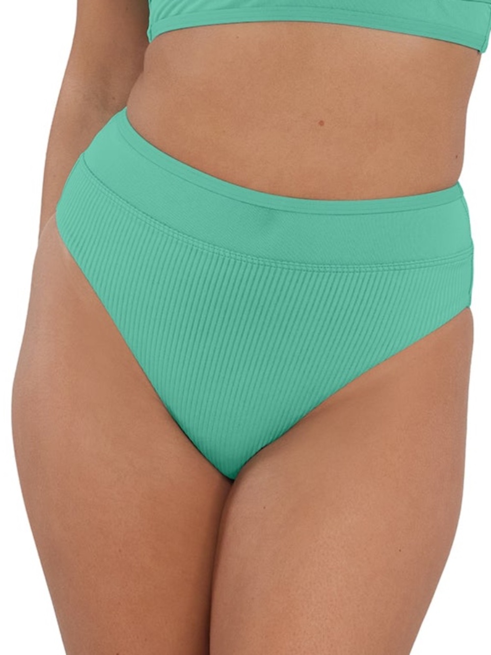 NEW Sunsets Annie Mesh High Waist Bikini Swim Bottom 324B Aqua Mist Rib Texture